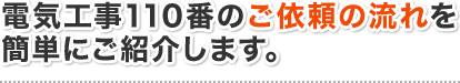 電気工事110番のご依頼の流れを簡単にご紹介いたします