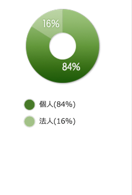 個人(84%)法人(16%)