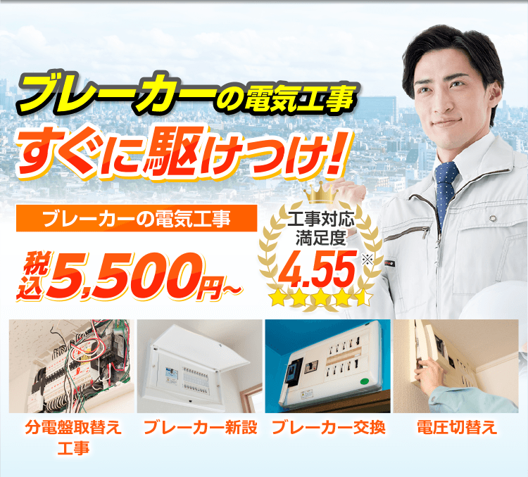 ブレーカーの電気工事 すぐに駆けつけ!