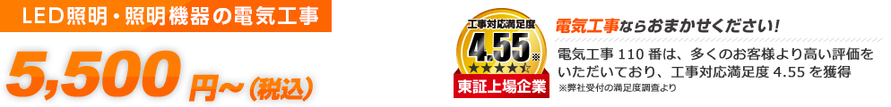 照明機器の電気工事 圧倒的満足度